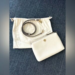 Tory Burch Mercer Pebbled Zip Crossbody Bag - New Cream